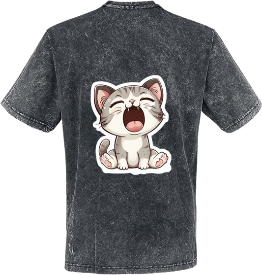 قطة كرتونية  t- shirt One Size Washed Back 18
