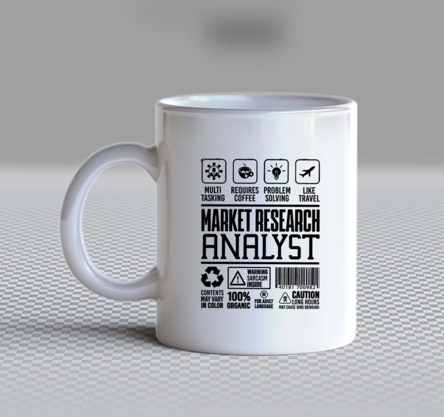 MARKET RESEARCH ANALYST Back text Mug 138