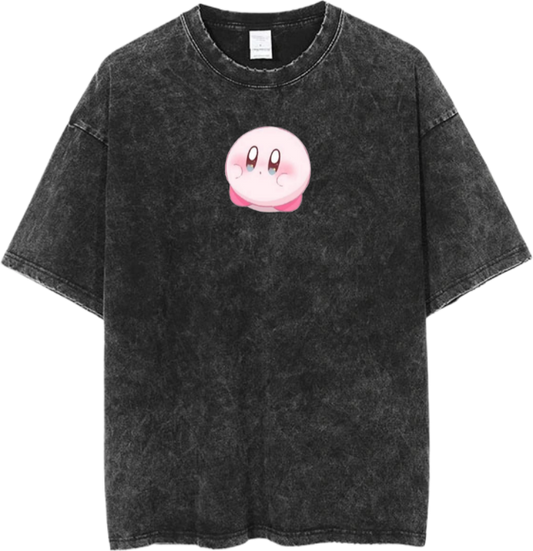 Vintage Washed Kirby Anime Graphic T-Shirt, Kawaii Y2K Aesthetic Grunge Tee, Casual Oversized Short Sleeve Top 18