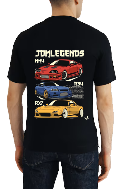 JDM Legends Car t- shirt One Size Black Back 16