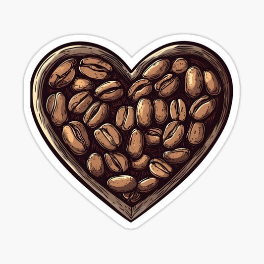 Sticker coffee إطار القلب الخشبي 18