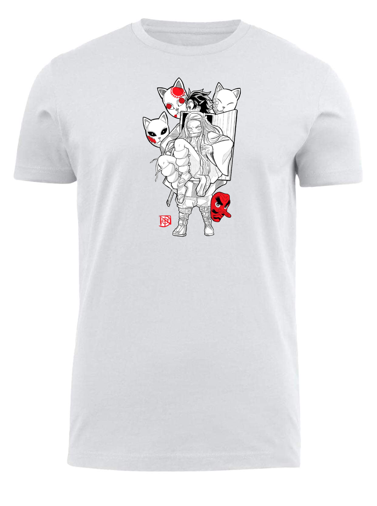 Anime Demon slayer nezuko tanjiro t- shirt fit White 18