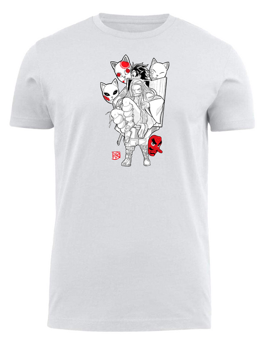 Anime Demon slayer nezuko tanjiro t- shirt fit White 18