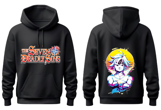 Anime Nanatsu no taizai seven deadly sins Oversize Hoodie Black Back 18