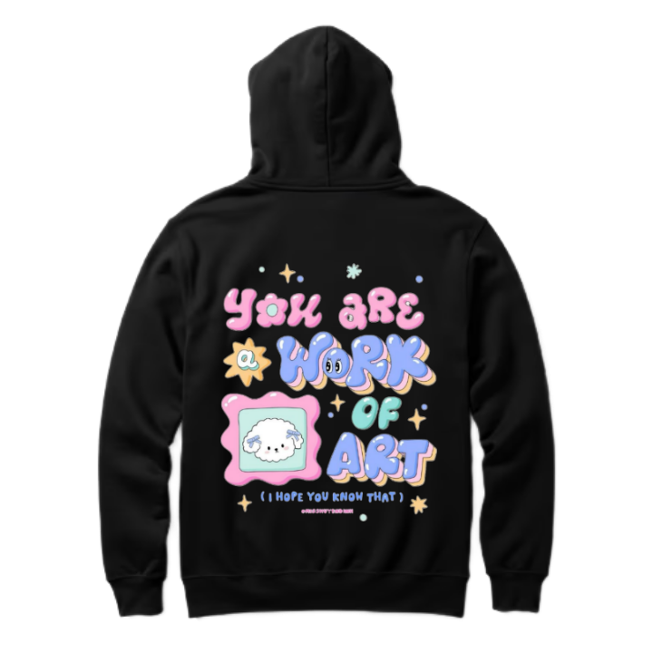 You are WORK +OF+ ART One Size hoodie Black Back 19