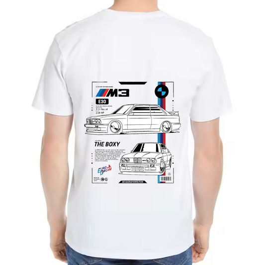 جيل E30 BMW M3 Car t- shirt One Size White Back 18