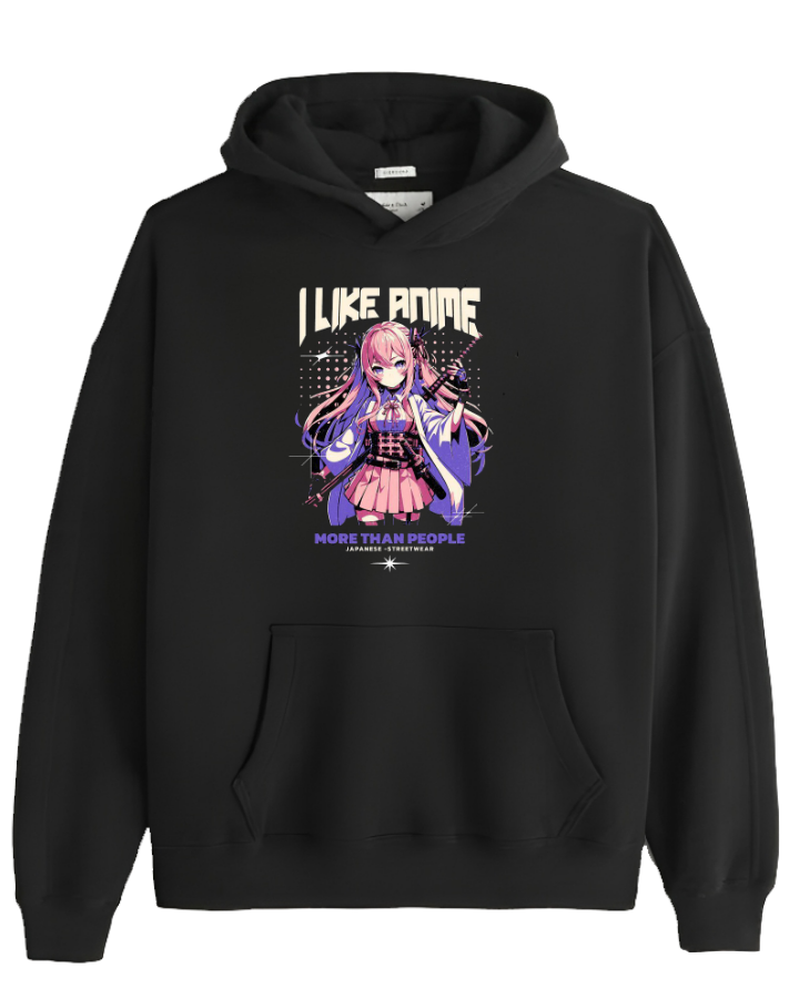 RANDOM ANIME GIRL Oversize  Hoodie Black 18