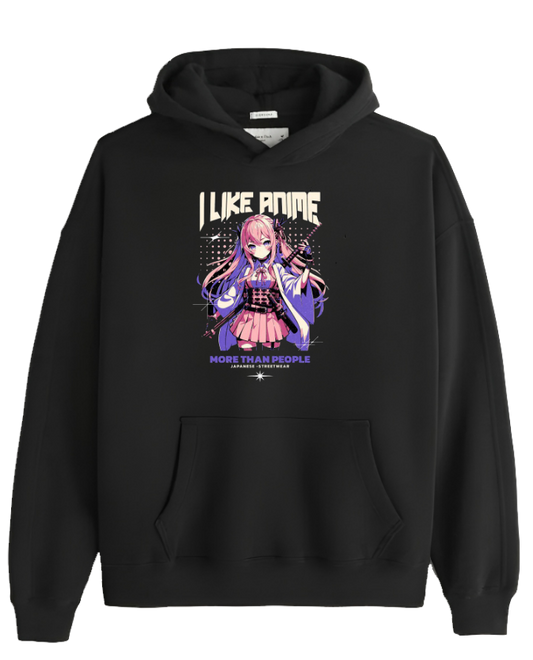 RANDOM ANIME GIRL Oversize  Hoodie Black 18