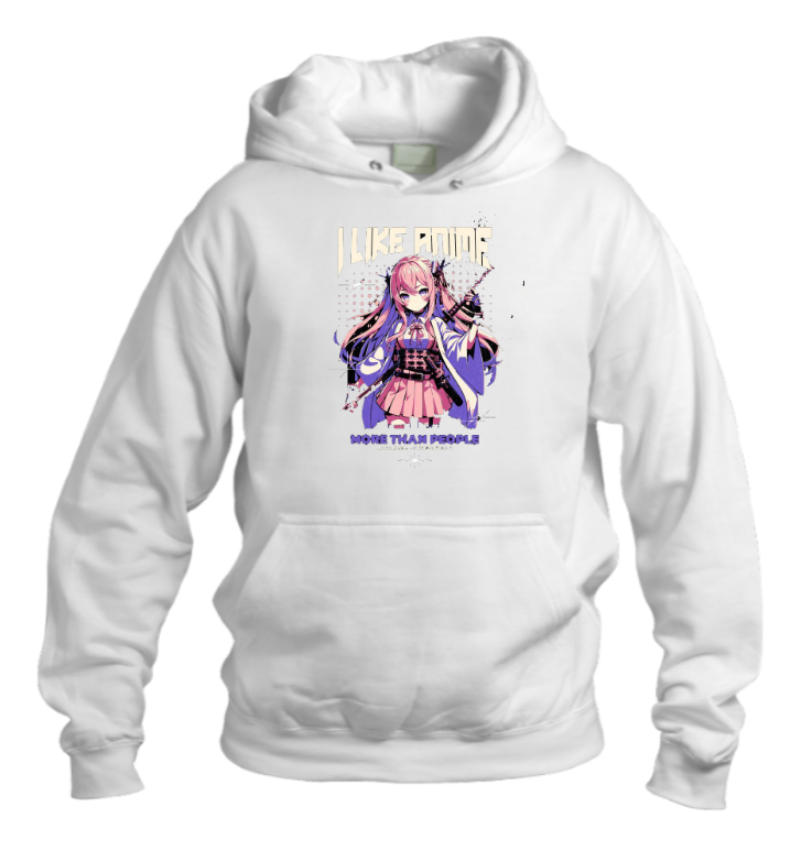 RANDOM ANIME GIRL Oversize  Hoodie White 18