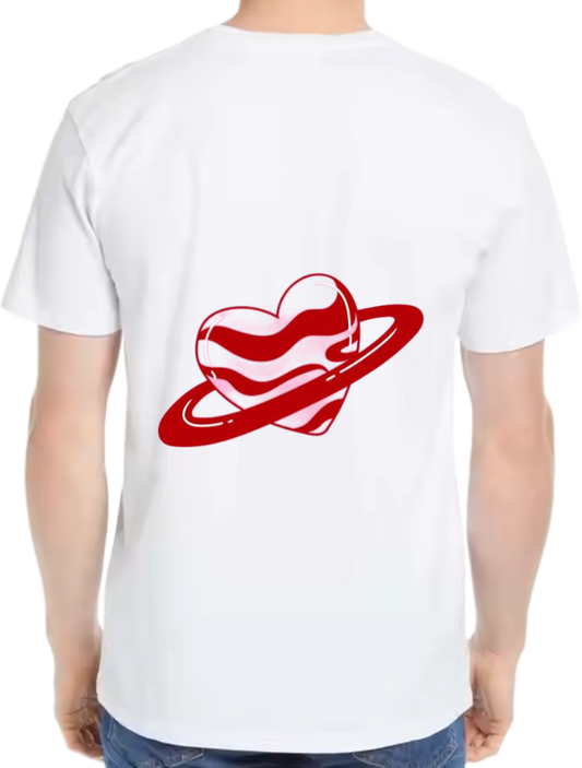 Red heart t- shirt One Size White back 18