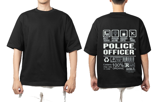 POLICE OFFICER One Size t- shirt Black Back 17