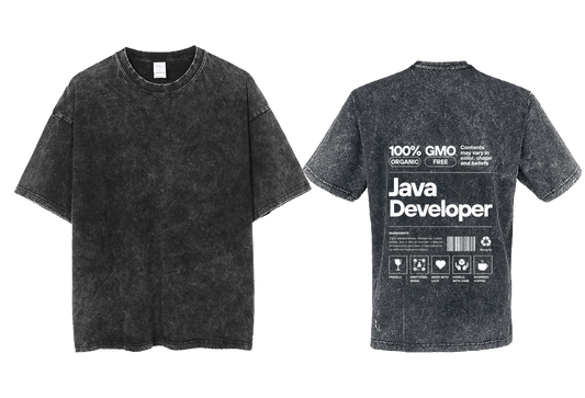 Java Developer Back text One Size t- shirt Washed Back 18