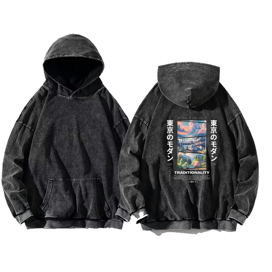 TRADITIONALITY Back text oversize hoodie Washed back 18