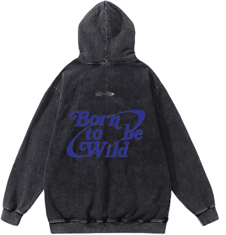 Born be Wind Over Size hoodie Washed Back 77
