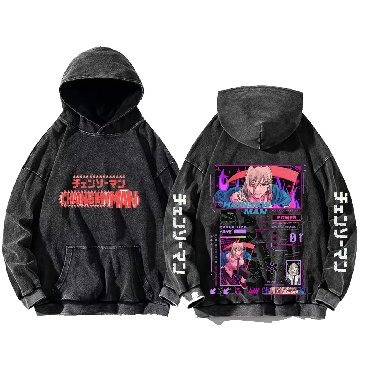 Chainsaw Man One Size hoodie Washed Back 17