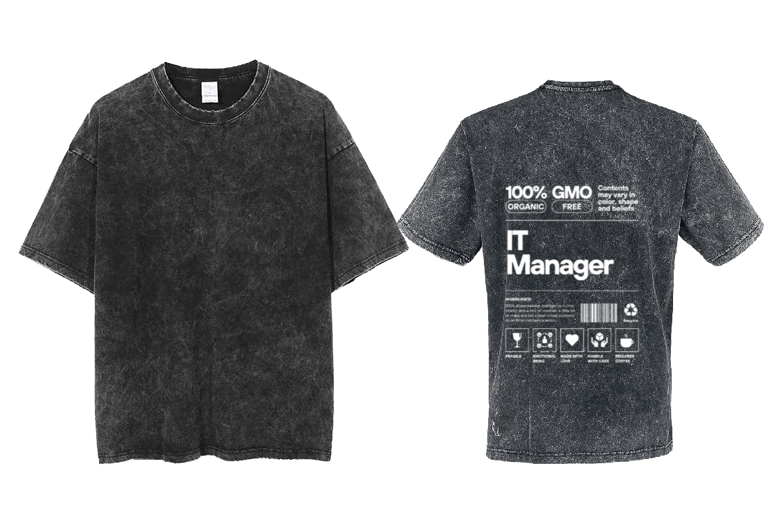 IT Manager Back text One Size t- shirt Washed Back 19