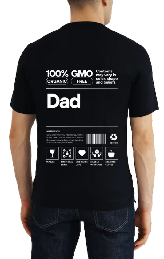 Dad Back text One Size t- shirt Black Back 132