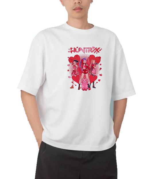 Hunterix kpop  fit t- shirt White 19