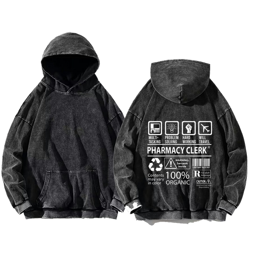 PHARMACY CLERK oversize hoodie Washed back 122