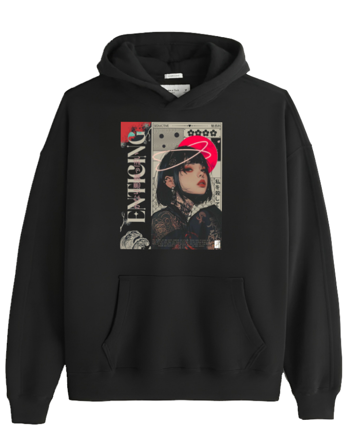 RANDOM ANIME GIRL Oversize  Hoodie Black 19