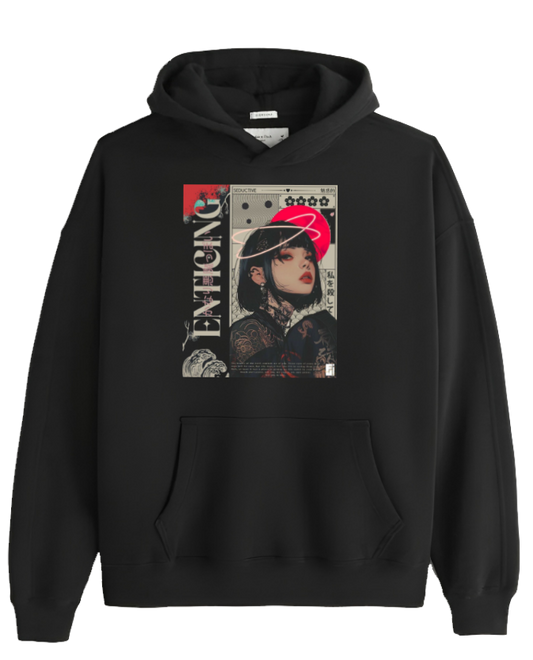 RANDOM ANIME GIRL Oversize  Hoodie Black 19