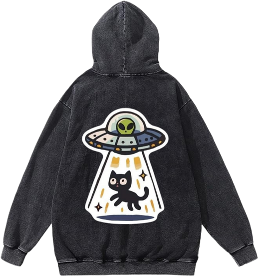 aliens Oversize Hoodie Washed gray Back 19