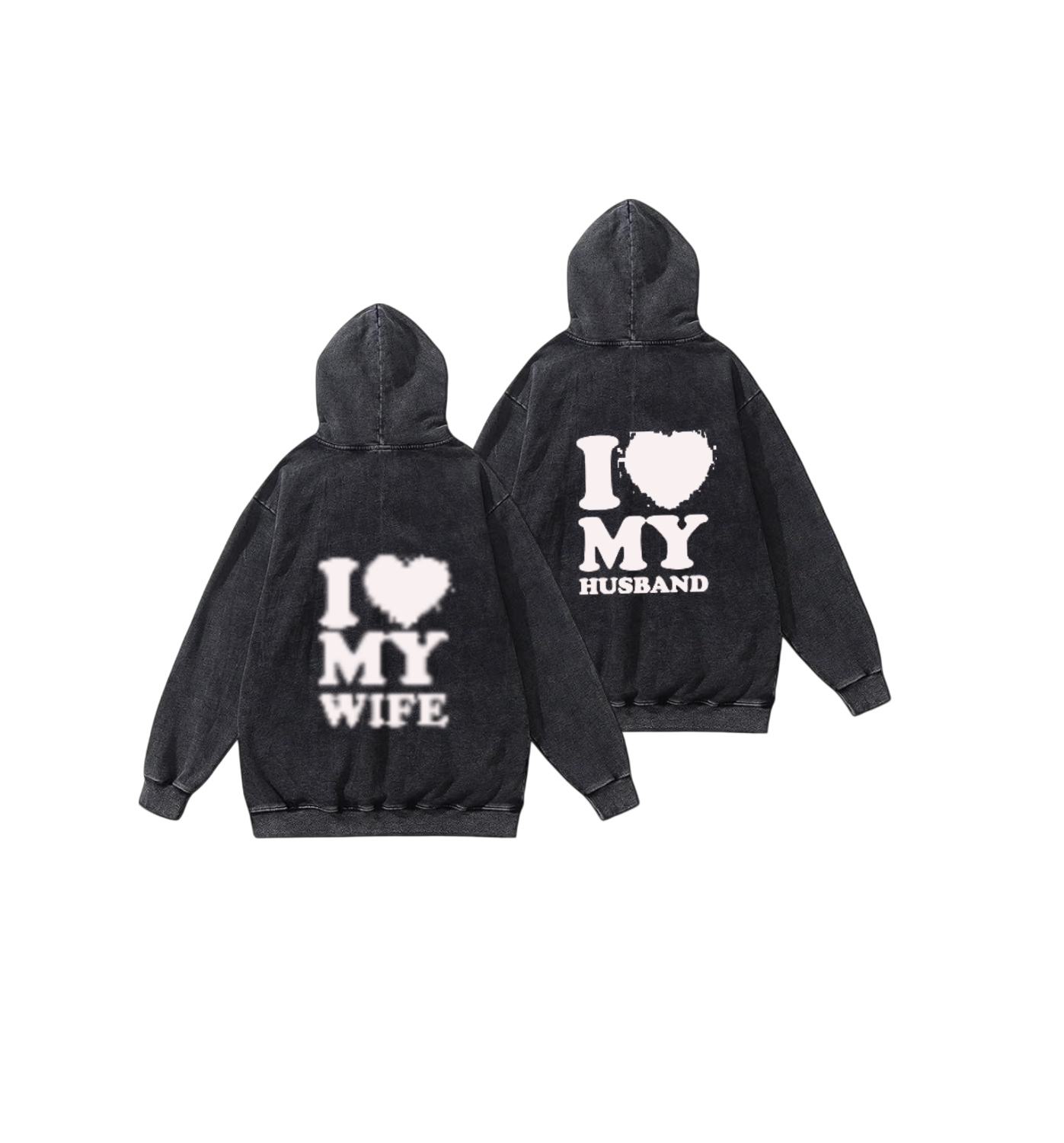 VaIentine coupIe Oversize Hoodie Washed gray Cables Back 19