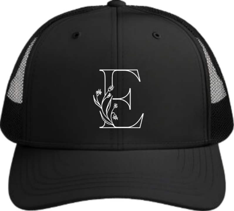 vector letter Baseball cap Black E 19