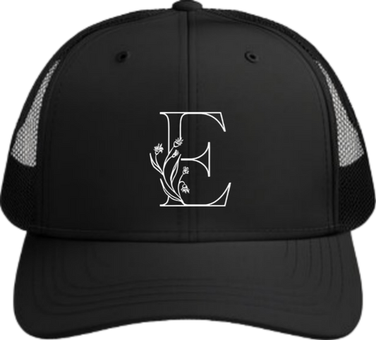 vector letter Baseball cap Black E 19