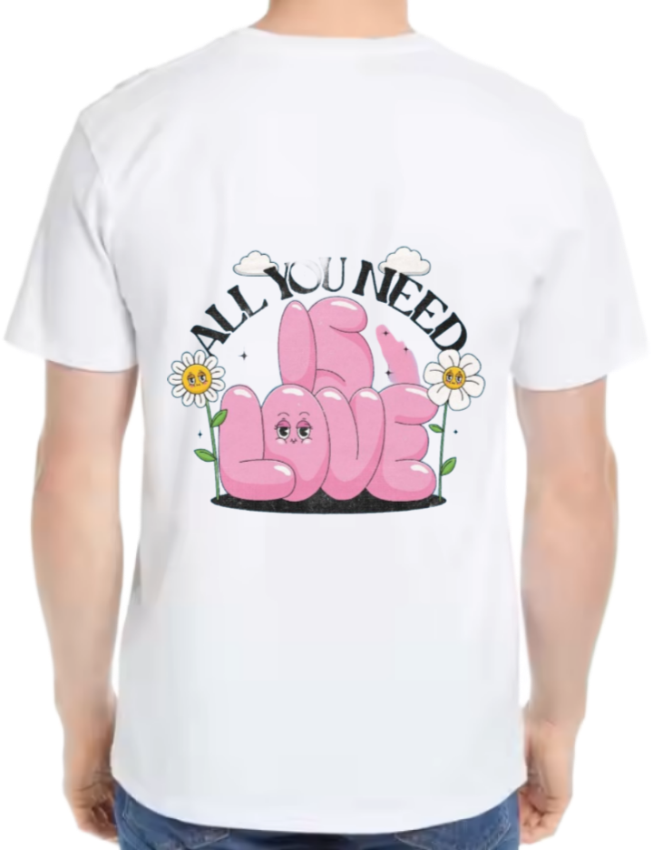 All You Need Is Love t- shirt One Size White back 19