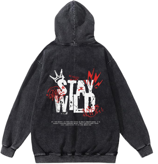 Stay Wild Over Size hoodie Washed Back 97