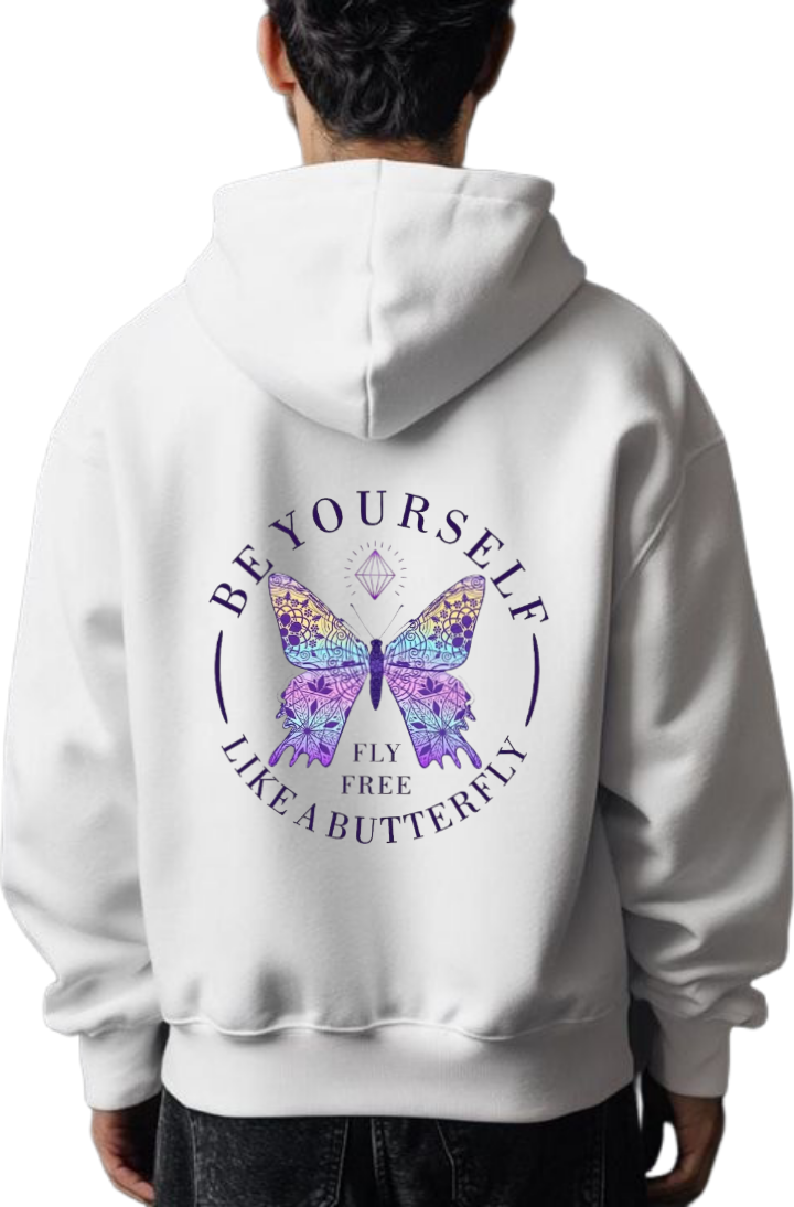 butterflies Oversize Hoodie White Back 19