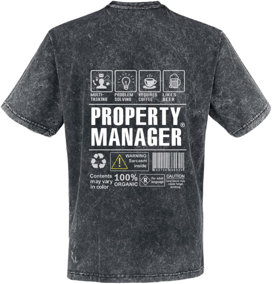 PROPERTY MANAGER Back text One Size t- shirt Washed Back 98
