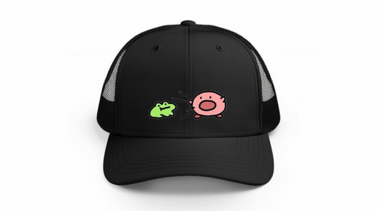 Kawaii Kirby Crown Pink Character Mesh Trucker Hat, Cute Anime Princess/King Black Baseball Cap, Adjustable Snapback for Women and Teens 19