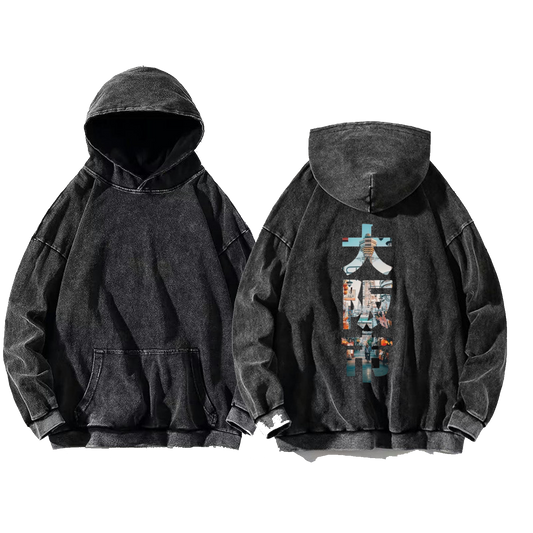 أوساكا Back text oversize hoodie Washed back 19