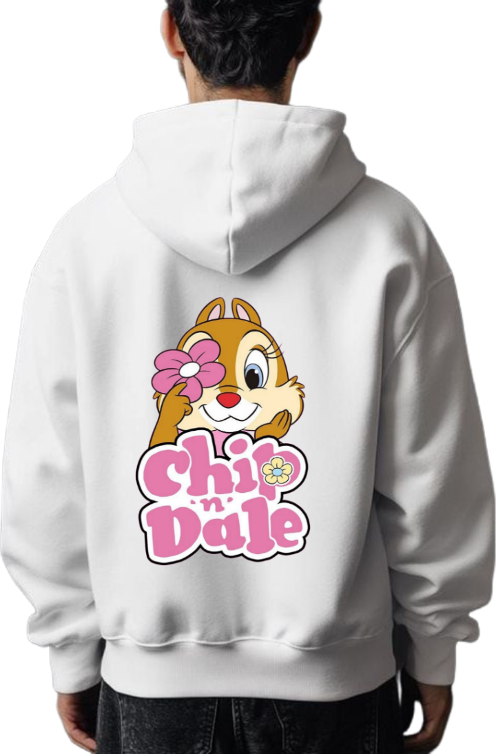 Chip 'n Dale cat One Size hoodie White Back 19