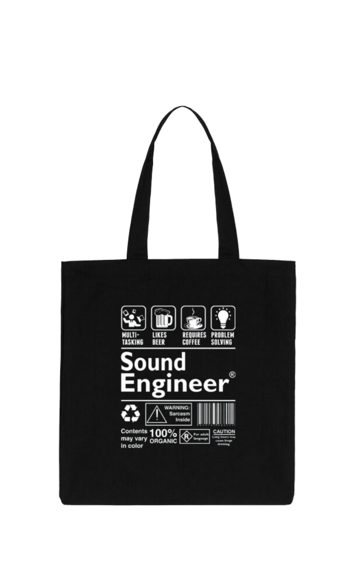 Sound Engineer  Back text tote bag Black 134