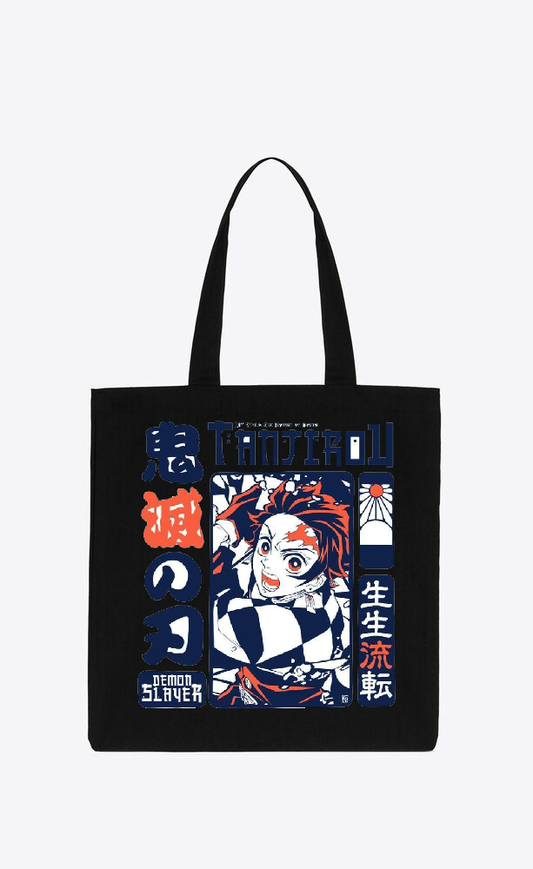 Anime Demon slayer nezuko tanjiro tote bag Black 19