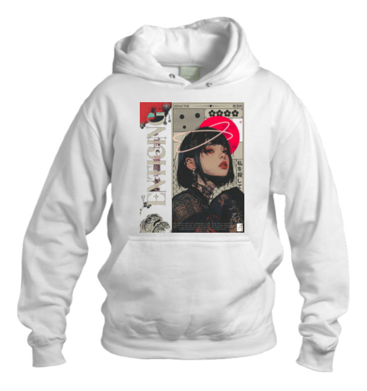 RANDOM ANIME GIRL Oversize  Hoodie White 19