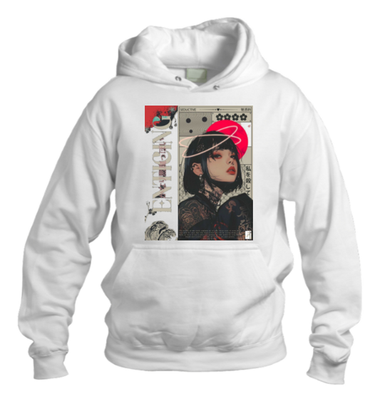 RANDOM ANIME GIRL Oversize  Hoodie White 19