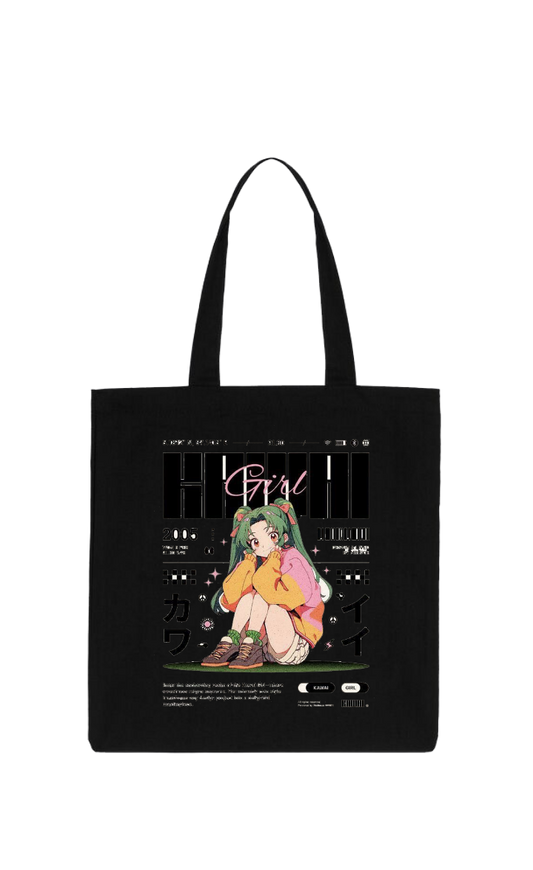 RANDOM ANIME GIRL tote bag Black 19