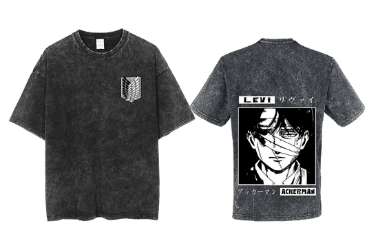 Anime Attack on titan shingeki no kyojin eren levi mikasa Aot Oversize t- shirt Washd acid back 19