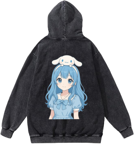 washed denim look One Size hoodie Washed Back 18