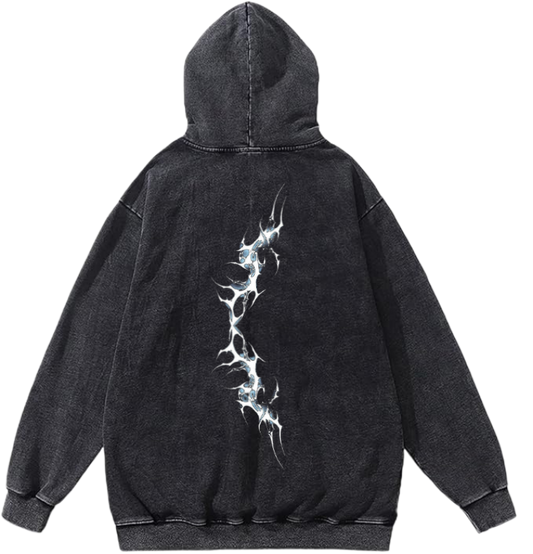 Goth Oversize  Hoodie Washed gray Back 19