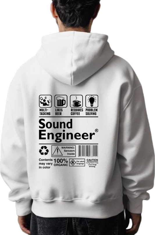 Sound Engineer Back text oversize hoodie White back 128