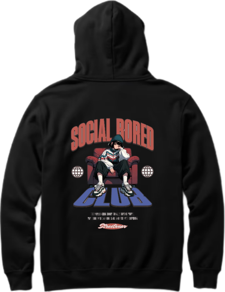 GIVE UP Over Size hoodie Black Back 101