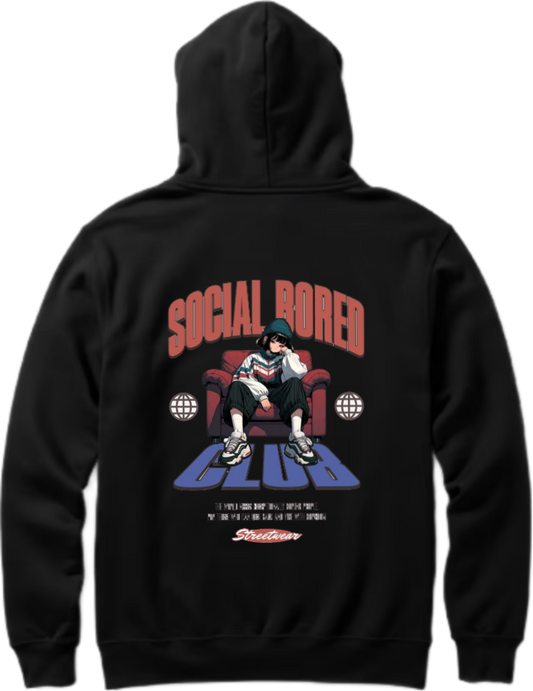 GIVE UP Over Size hoodie Black Back 101