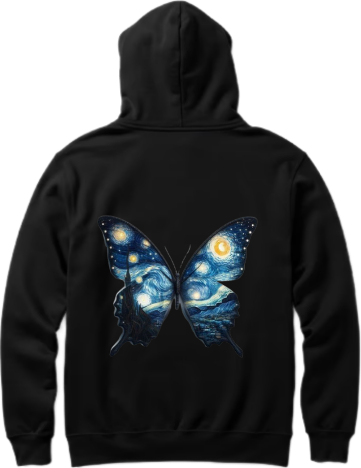 butterflies Oversize Hoodie Black Back 19