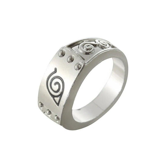 Anime-Inspired Naruto Ring – Konoha Logo Metal Jewelry