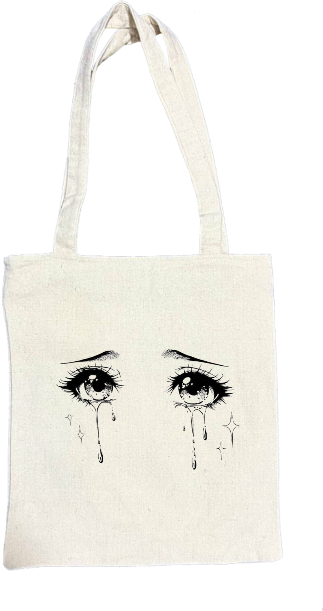 Anime Crying Eyes tote bag beige 1